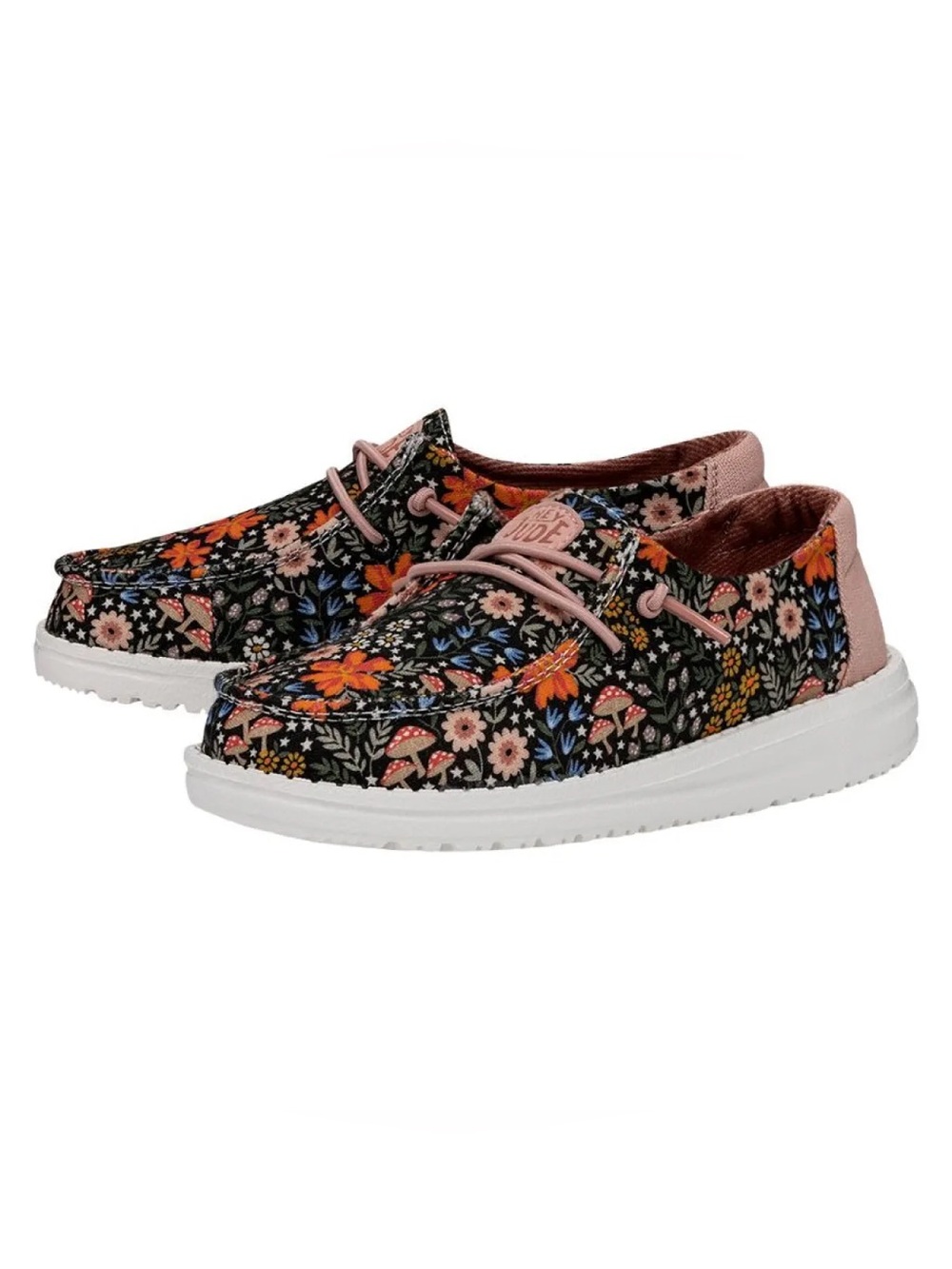 Hey Dude Floral Canvas Slip-On Shoes - Black & Pink